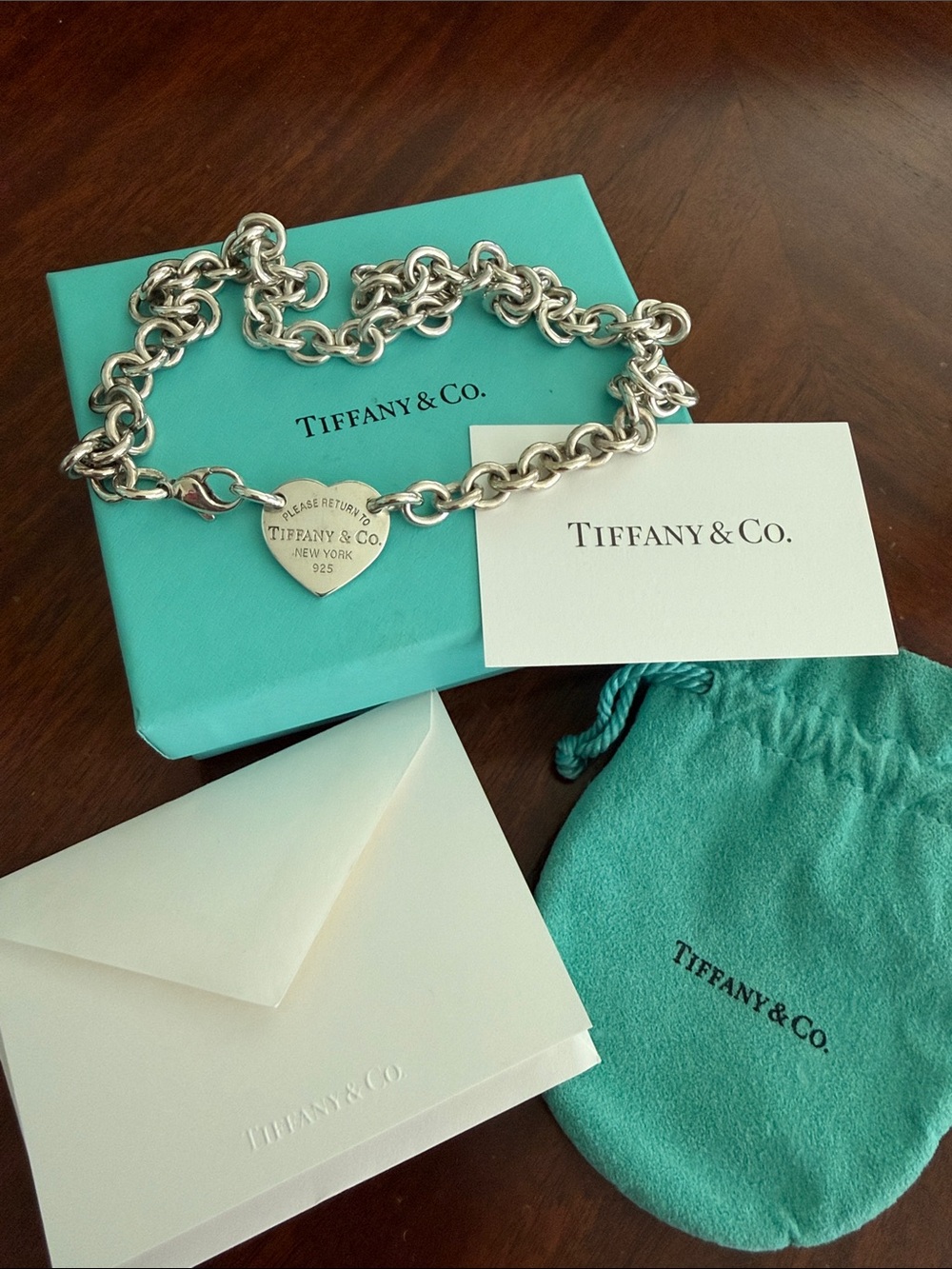 18” ICONIC Please Return To Tiffany Heart Tag Choker Necklace - Picture 4 of 14